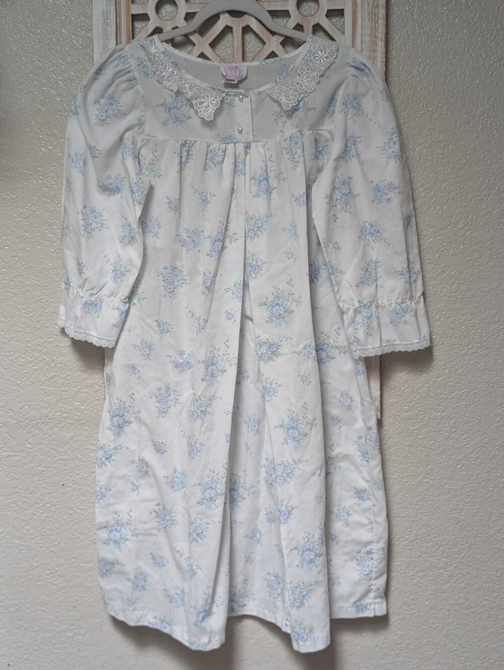 Vintage Take Nine Maternity Cottage Core Floral 3/4 Sleeve Ruffle Nightgown Sz S